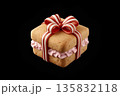 リアルなプレゼント型アイシングクッキー イラスト｜ギフト・お菓子素材　赤✖️白リボン 135832118