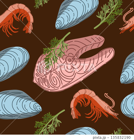 seamless pattern with shrimp seamless pattern with shrimp 135832190