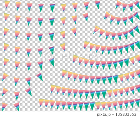 花環三角形、曲線、21 彩虹 135832352