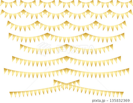 ガーランド三角、曲線、ライン、m1金 135832369