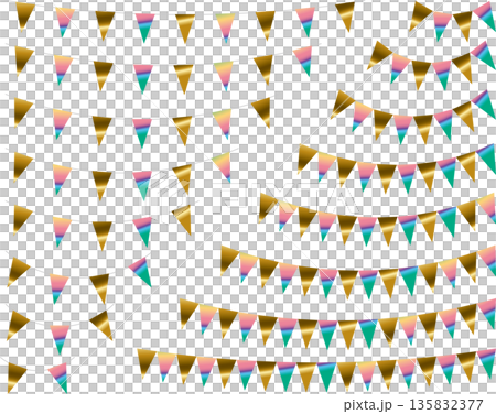 Garland triangle, curved, gold 21 rainbow Garland triangle, curved, gold 21 rainbow 135832377