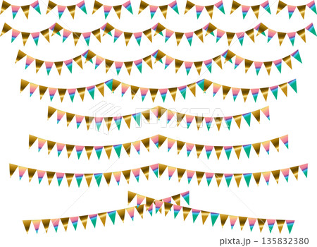 ガーランド三角、曲線、ライン、金21虹濃 135832380