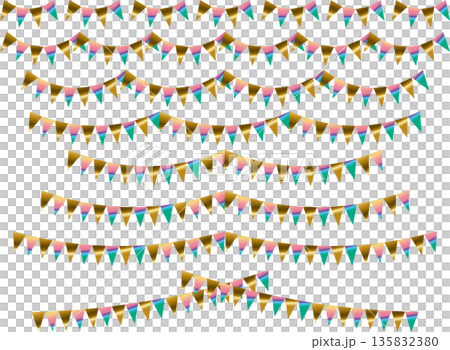 ガーランド三角、曲線、ライン、金21虹濃 135832380