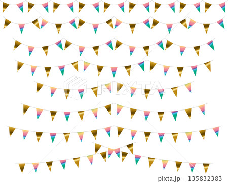 ガーランド三角ひも、曲線、ライン、金21虹濃 135832383