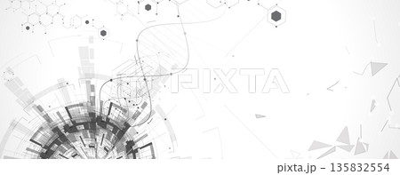 Futuristic genetic hexagons, DNA strands, connected neural web Futuristic genetic hexagons, DNA strands, connected neural web 135832554