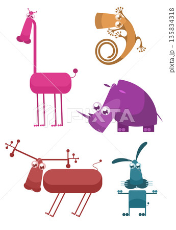 Cartoon animal collection for design. Cute cartoon funny animals set for design Cartoon animal collection for design. Cute cartoon funny animals set for design 135834318