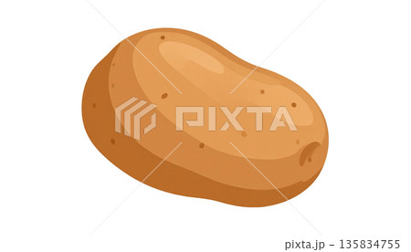 料理や食材に使いやすいじゃがいも単体のシンプルなイラスト 135834755