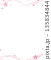 水彩風の桜の和風フレーム 上下ラインの装飾と春の背景素材_縦 135834844