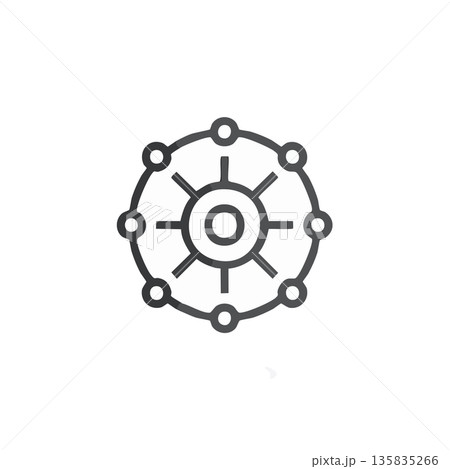 ネットワークハブアイコン　接続と連携を表すテクノロジーデザイン 135835266