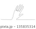 Continuous One Line Drawing of a Hand with an Engagement Ring eps10 135835314