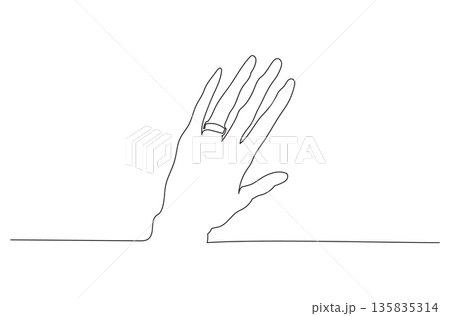 Continuous One Line Drawing of a Hand with an Engagement Ring eps10 Continuous One Line Drawing of a Hand with an Engagement Ring eps10 135835314