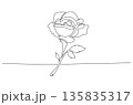 Continuous One Line Drawing of a Rose eps10 135835317