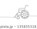 Continuous One Line Drawing of a Wheelchair eps10 135835318