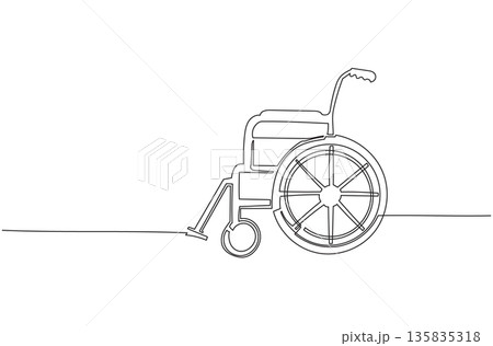 Continuous One Line Drawing of a Wheelchair eps10 135835318