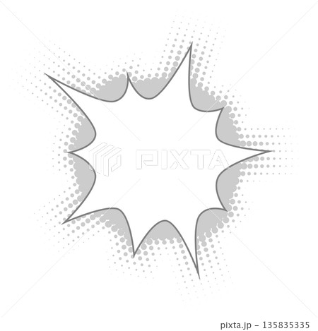 Halftone circle dotted cartoon background. Comic speech bubble with radial energy. Random modern halftone circle dot texture. Half tone circular irregular halftone points. Halftone circle dotted cartoon background. Comic speech bubble with radial energy. Random modern halftone circle dot texture. Half tone circular irregular halftone points. 135835335