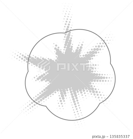 Halftone circle dotted cartoon background. Comic speech bubble with radial energy. Random modern halftone circle dot texture. Half tone circular irregular halftone points. 135835337