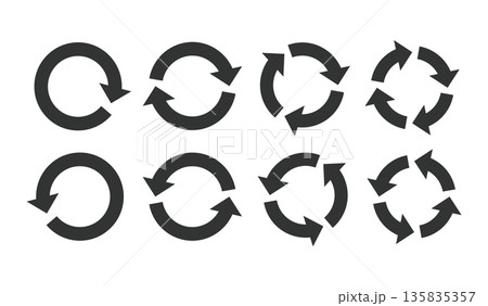 イラスト素材:サイクル図 サイクル矢印 set of recycling icons. イラスト素材:サイクル図 サイクル矢印 set of recycling icons. 135835357