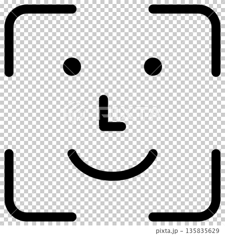 顔認証システムのシンプルなモノクロアイコン 135835629
