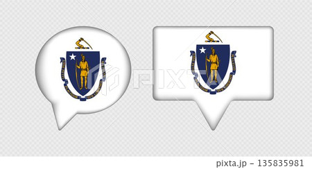 Flag of Massachusetts State in Speech Bubble. 135835981