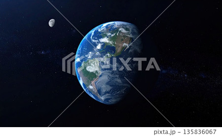 《AI画像》宇宙から見た地球と月 135836067