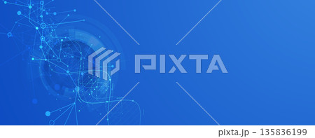 Futuristic molecule helix spiral, DNA strands, connected neural web Futuristic molecule helix spiral, DNA strands, connected neural web 135836199