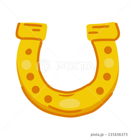Vector illustration of golden horseshoe isolated on white. 135836373
