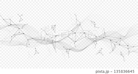 Abstract vector network connection background. Digital technology dots and lines connection concept for science, data, ai, futuristic background. Molecular plexus design. 135836645