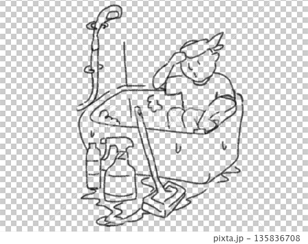 風呂掃除する人のイラスト 風呂掃除する人のイラスト 135836708