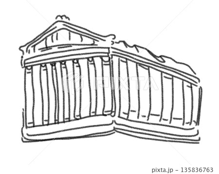 リアルな家のモノクロイラスト 135836763