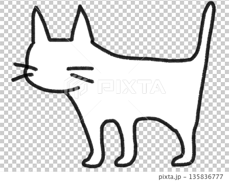 正面を向いている白い猫の全身イラスト 135836777