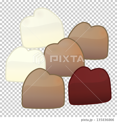 ハート型チョコレートのイラスト ハート型チョコレートのイラスト 135836866