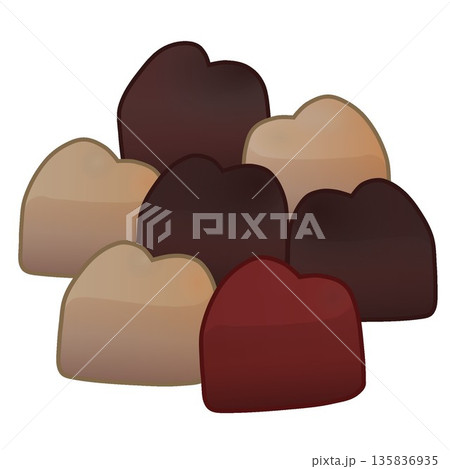 ハート型チョコレートのイラスト 135836935