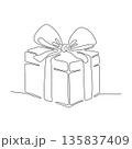 Illustration of a Gift Drawn with One Continuous Line 135837409