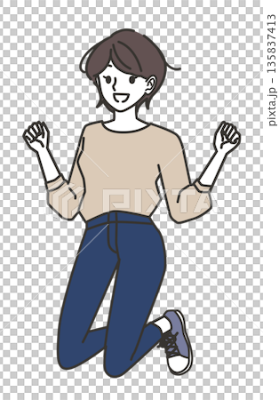 A woman glad to jump A woman glad to jump 135837413