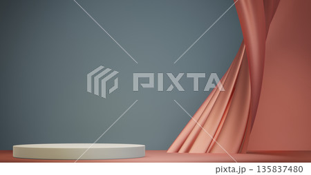 Pink and light blue concept podium for products decoration suitable .3D rendering Pink and light blue concept podium for products decoration suitable .3D rendering 135837480