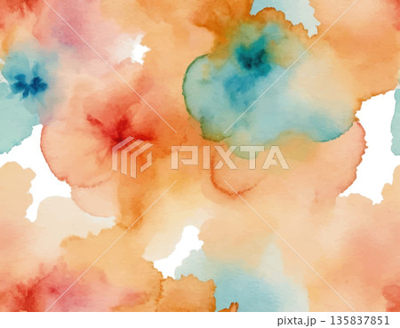 hand drawn abstract blurred colorful watercolor stain on transparent background 135837851