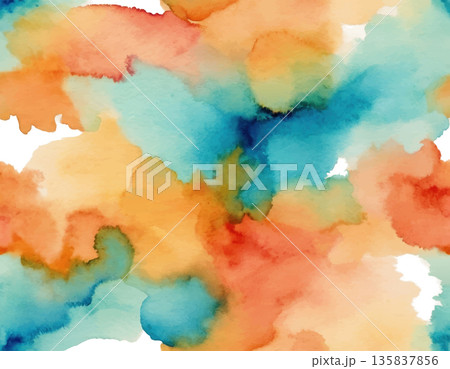 hand drawn abstract blurred colorful watercolor stain on transparent background 135837856