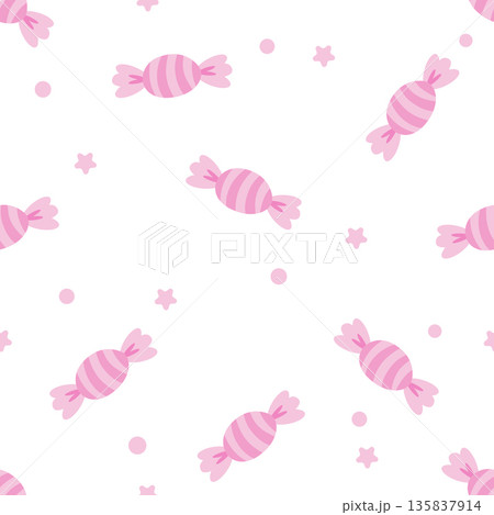 Pink Candy Seamless Pattern, Cute Sweet Food Vector Background for Kids and Fabric Design Pink Candy Seamless Pattern, Cute Sweet Food Vector Background for Kids and Fabric Design 135837914
