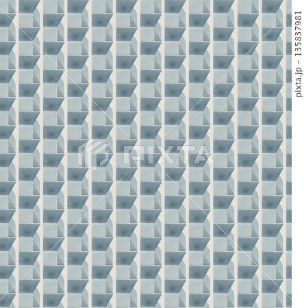 Abstract watercolor geometrical background, retro style seamless pattern in beige and blue tones 135837981