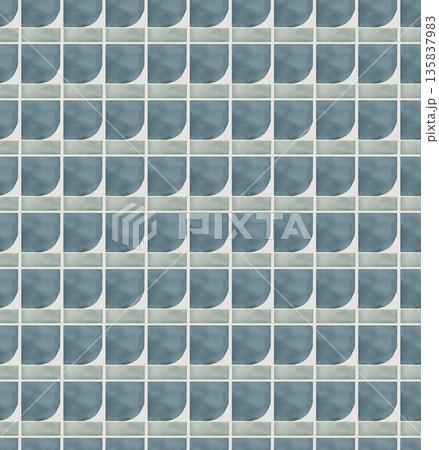 Abstract watercolor geometrical background, retro style seamless pattern in beige and blue tones 135837983