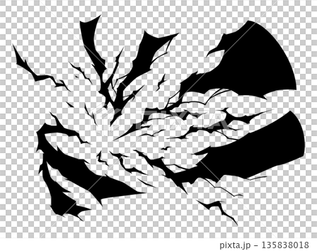 雷が左下から放射状に広がるシルエットのイラスト素材 135838018