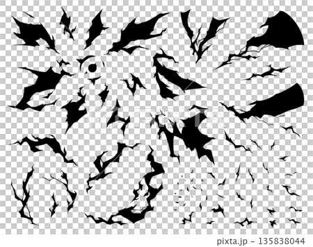 Lightning effect silhouette illustration material set 135838044