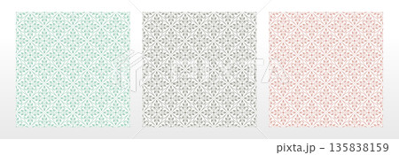 Collection of flower geometric patterns. Seamless vector backgrounds. Colored ornaments. Ornament for fabric, wallpaper, packaging. Decorative prints Collection of flower geometric patterns. Seamless vector backgrounds. Colored ornaments. Ornament for fabric, wallpaper, packaging. Decorative prints 135838159