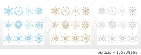 Snowflakes vector icon collection. Graphic modern colored ornament Snowflakes vector icon collection. Graphic modern colored ornament 135838168
