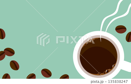 コピースペースのあるシンプルなコーヒータイムのイラスト 135838247