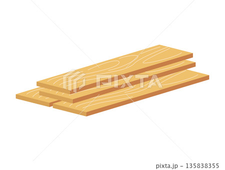 Building material. Stack of boards. Cartoon supplies for buildings works. Construction concept. Illustration can be used for construction sites or illustrate renovation works Building material. Stack of boards. Cartoon supplies for buildings works. Construction concept. Illustration can be used for construction sites or illustrate renovation works 135838355