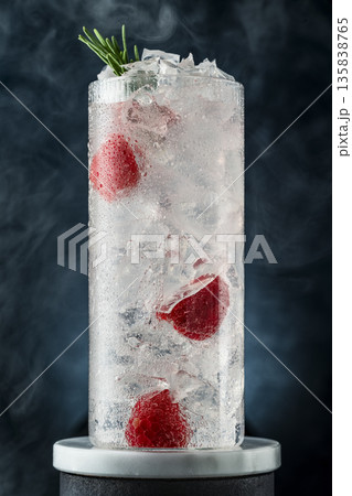 Gin Highball with Raspberries. Gin Highball with Raspberries. 135838765