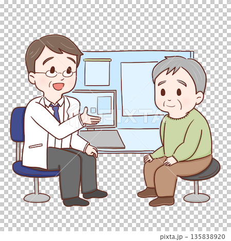 高齢男性を診察する医師(カラー) 高齢男性を診察する医師(カラー) 135838920
