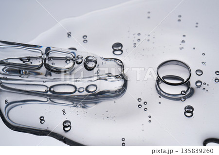Clear cosmetic serum bubbles with glass dropper 135839260
