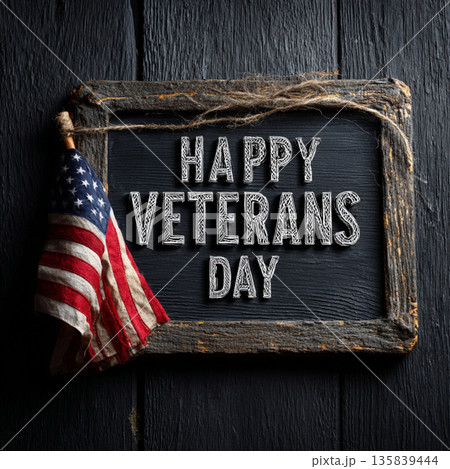 Patriotic Veterans Day Background with USA Flag 135839444